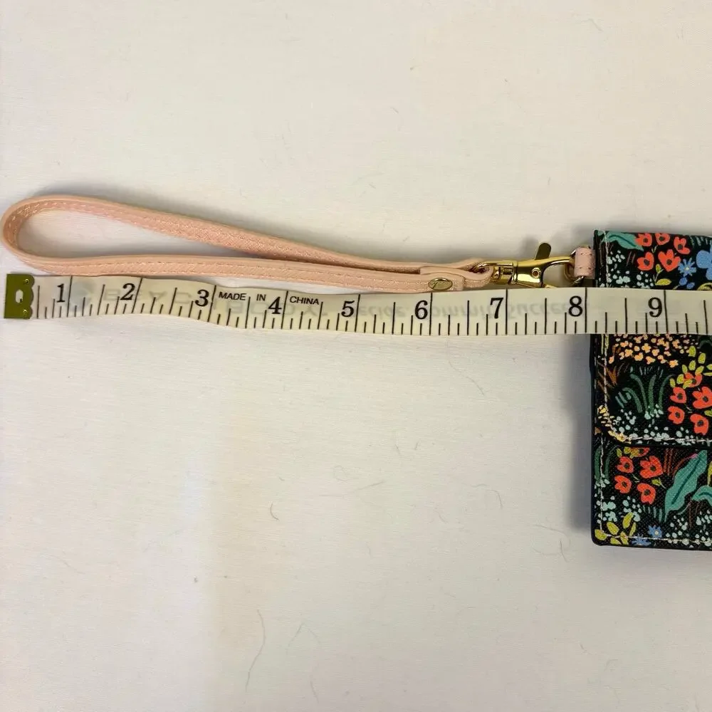 Rifle Paper Company for Anthropologie Wristlet Wallet Navy Blue Floral